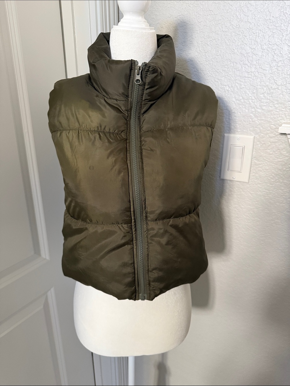 Ci Sono Olive Green Puffer Vest for Women